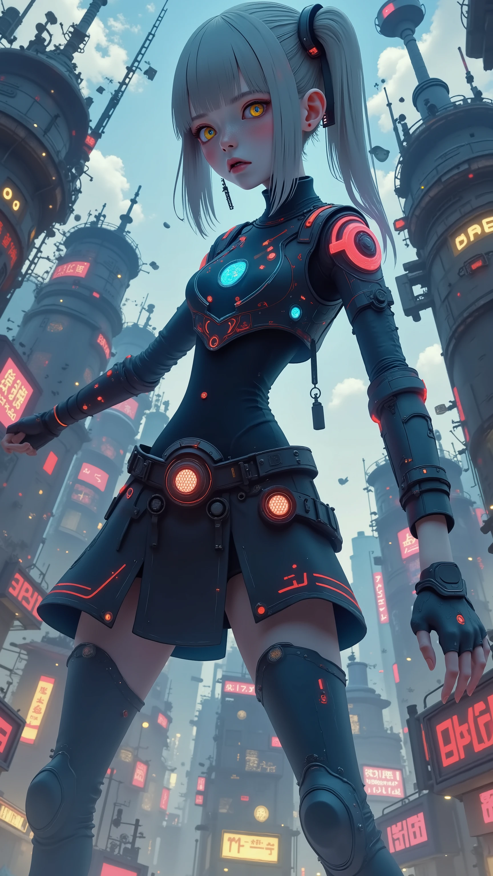 1 girl, high definition, solo, ((A masterpiece with up to 16K resolution):1.6), (realistic, RAW Photo, best image quality: 1.4), Big Breasts, big butt, auroras, ARW, (cinematic experience, Best Photos :2.0, Super Detail.2.0), wallpaper, ( translucent virtual idol female :2.0), ( dance:2.0), (low soft silver ponytail hair), (android style hologram costume :2.0), ( cute android style costume :2.0), ( pop characters in a soft silver low ponytail :2.0), (Brilliant Light:2.0), ( upper body close-up:2.0), (detailed face:2.0),