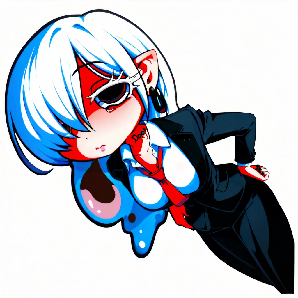 score_9, score_8_up, score_7_up, score_6_up, source anime, BREAK, anime screencap, dynamic shadows, atmosferic, 1girl, solo, (red eyes:1.5), detailed eyes, light blue hair, medium hair, one side up , bangs, hair between eyes, hair ribbons, red dress, magical girl dress, short sleeves, strapless, choker, white gloves, glasses, white boots, thighs, big breasts, blush, smile, sexy, collarbone, cleavage, ((cowboy shot)), ((from front)), window, city, sky, clouds, night, (spread legs), (legs on back), (w-sitting), (looking at viewer:1.0)