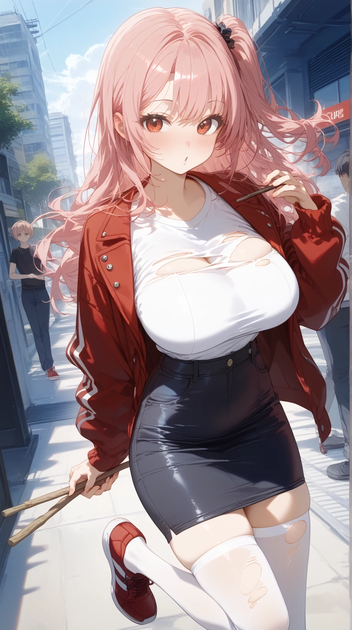 Girl,nipple marked shirt,