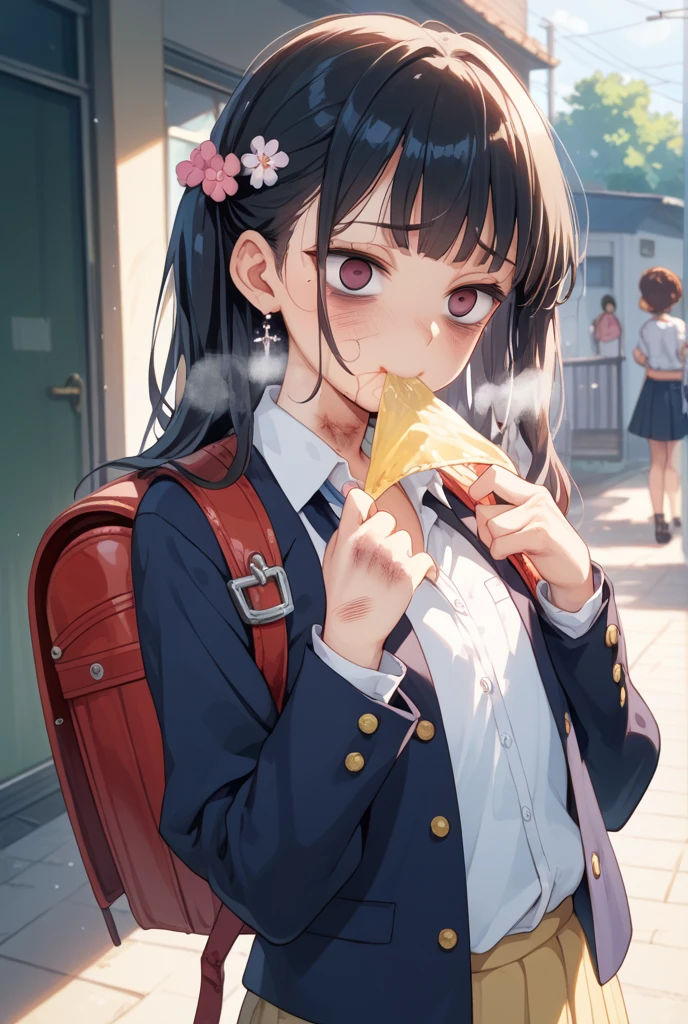 (8k, RAW Photos, 最high quality, masterpiece:1.2), high qualityのRAWカラー写真, Professional photo shoot, Cinematic Light, alone, (((young woman, Gal))), (Sharp features), (Small face), (Skin with attention to detail:1.2), clavicle, Cute Face, Beautiful appearance, Long eyelashes,Girl Turning Around, smile, (Black Hair, Braid、Short Hair), high school student, Red tie, High School Uniform:1.2, Black jacket, Open jacket, Jacket cuff buttons, White shirt, Check skirt, Night Park, Confident attitude, Capture the happy moment, Artistic painting,Attractive thighs, loose socks:1.2, sneakers:1.2, (Very nice touch:1.2), (はにかんだsmile), Peaceful atmosphere, Oil painting style, Bright colors, (Crowded train, Full body portrait), Smooth texture, Gazing Eyes, Beautiful Skin, Glowing Skin, ((Perfect Fingers, Five Fingers, Anatomically correct)), Background Blur, high quality, Surreal, ((Very detailed, photo shoot)),(Skirt flip、I can see her panties),,(((Skirt Lift、Sexy panties look)))、Many people々、blush、Plump、((Blowjob))、Lick、Side view、Squat、((Sucking a man's))、中年男の前でSquat、Grabbing the penis with your hand、Blowjob、Erect penis