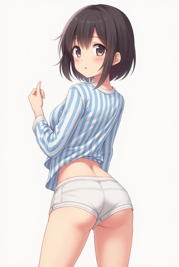 girl with panty under sweater, pants dropping around ankles