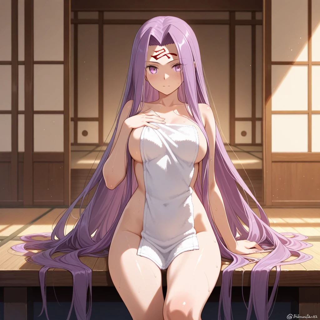 BREAK looking at viewer, BREAK (masterpiece:1.2), best quality, high resolution, unity 8k wallpaper, (illustration:0.8), (beautiful detailed eyes:1.6), extremely detailed face, perfect lighting, extremely detailed CG, (perfect hands, perfect anatomy)fern, long hair, bangs, (purple eyes:1.1), purple hair, sidelocks, blunt bangs, (bright pupils:1.5),onsen,hot springs, night, half updo,
long sleeves,Japanese clothes,yukata, sash, cleavege,neckline,stockings,from behind,upskirt,showing panties,camel toe,ass in camera,on knees
