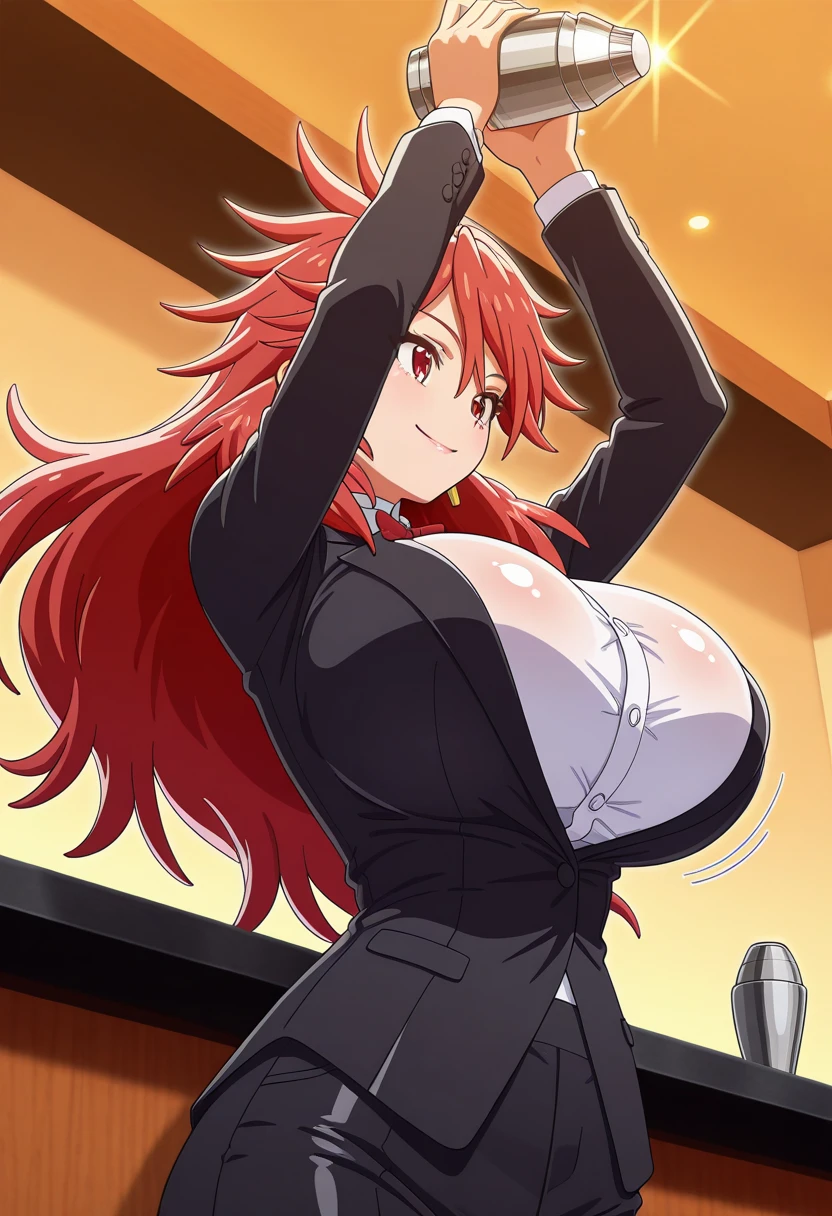 1girl, Best quality, masterpiece, cowboy shot, orange hair, green eyes, tight cloth, office clothes, office, white clothes, wet, fingering, long ginger hair, green eyes, anime girl, kawaii, hourglass figure, big feet, sweaty feet, soles showing, 5 toes on each foot, 5 toes, heel on floor, red high heel shoes on ground next to feet, galactic background, stars and sparkles, green outfit, massive tits, huge breasts, big boobs, cleavage