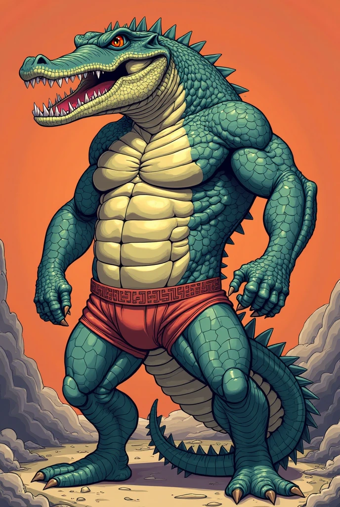 Godzilla in furry muscle pants anime swimsuit 