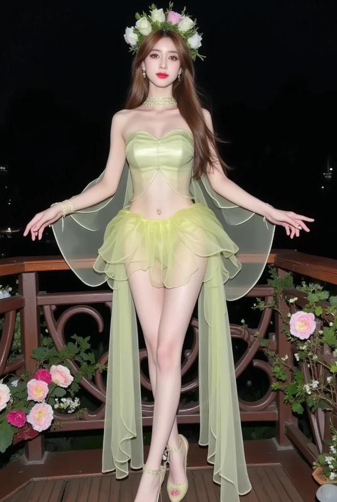 gaussian gold micro bikini top and bottom, ultra detailed cel shading drawing of a fairy with holographic dress flying, holographic dress, blushed, magical forest intricately detailed, butterflies, tiny fireflies, stuningly beautiful face, focus on face, dynamic pose, holographic, light particles, ultra detailed, hit definition, 32k resolution, best quality, flat lighting, flat colors, manga, anime, cartoon, vector, (colorful and vibrant) ((high saturation))