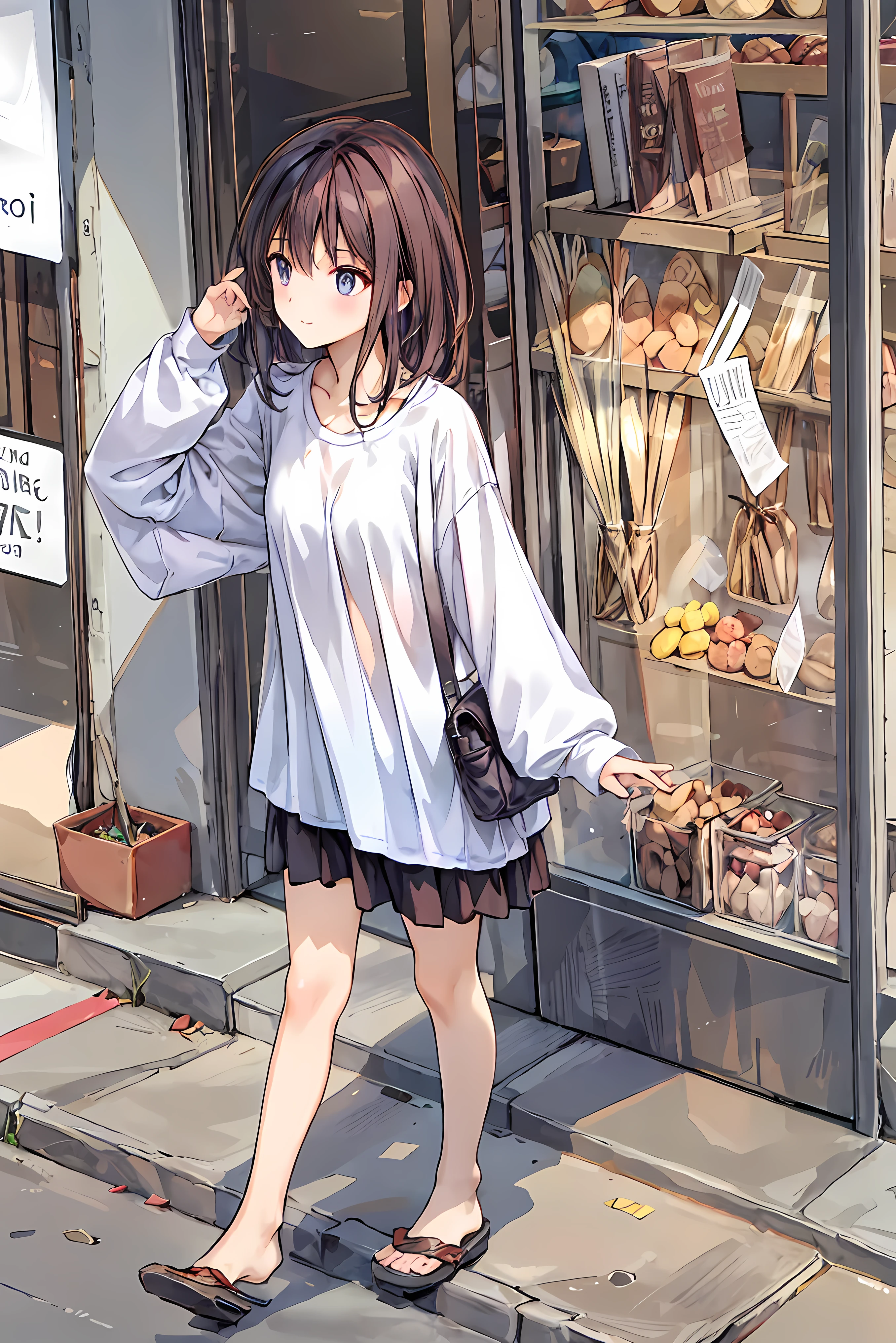 ( masterpiece), Highest Quality,  cute girl leaning on a wall,  embarrassing, , Intimate moments,  cute,   cropped shirt,  look down,  high angle, close, BREAK  she says   embarrassing,  she says  ,  Forest Setting ,  cute imgae， hair， Shortcuts ， 乱れたhair，短い編み込みのhair， Neat ，  slender and beautiful woman with C cup breasts， correct posture，small breasts， beautiful leg， has enchanting gray-blue eyes that shine like stars， droopy eyes ， Brilliant Colors, beautiful eyes on my stomach,A delicate smile,Textured Skin, Highest Quality ,  gentle beautiful woman  , anime style､
