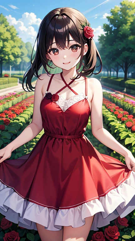 Yumi Fukuzawa、Shiny brown hair,Medium Hair, 、(( , Twin tails、)),Beautiful brown eyes、Sparkling eyes, fine grain、smile、Very fine eye、Very detailed顔, Very detailed目,Cowboy Shot、
(Photorealistic:1.4, 8k), Highest quality, masterpiece, 超High resolution, Perfect dynamic composition,Highest quality, Very detailed, Very delicate and beautiful, High resolution, Very detailedCG, masterpiece,
So cute and beautiful,(Teen),Bikini with red floral pattern,(Very delicate and beautiful face and eyes),(Mid Shot:1.2),
smile,Black Hair,Are standing,Leg details,Dynamic pose,Browsing Caution,share,Dynamic Angle,View your viewers,
Poolside,Flowers in a planter,(Splash),(Highest quality,Tabletop:1.2),High resolution,alone,
Natural light,Hair blowing in the wind,Beautifully detailed skies,