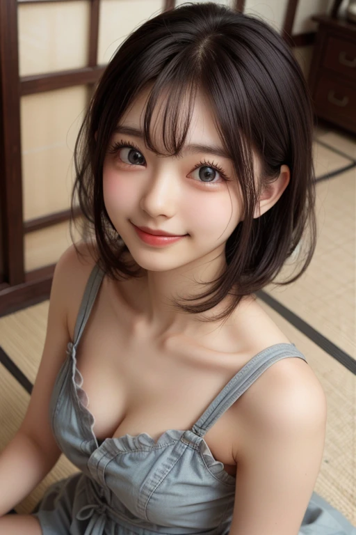 Japan Person, 1girl, 16 years old, japanese Famous idol, 1cute girl, very young face, masterpiece, high quality, small face, (very small tits:1.8)underwear style, Full body figure:1.4,