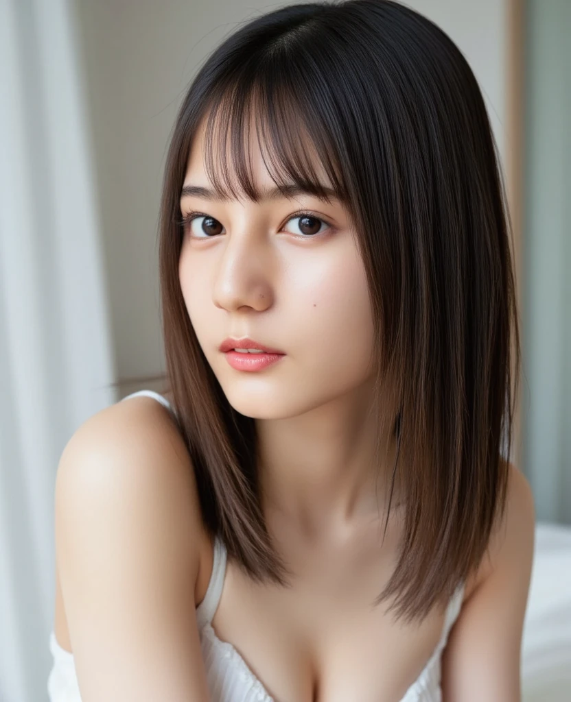 ((Upper Body:1.3)).Blown by the long wind [Blue-black:.3] hair,Looking at the audience, (Tabletop:1.3), (8K, Realistic, RAW Photos, Highest quality: 1.4), Japanese, (1 Girl), Beautiful Face, (Realistic face),{Wavy medium hair|Front hair long bob|short hair with long bangs}{Black hair|Brown hair|Blonde hair}, Beautiful hairstyle, Realistic eyes, Beautiful and beautiful eyes, (Realistic skin), Beautiful Skin, charm, Ultra-high resolution, Surreal, Very detailed, Golden Ratio,Female student peeing in the toilet、shame(Blushing:1.3),Upper Bodyは裸、Nipples sticking out