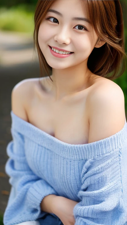 Very very very sexy girl instagram, 1girl, solo, brunette hair, parted hair style, wearing long jumper, wearing necklace, full body shot, body focus, Detailed skin, Detailed Face, Detailed Lips, Detailed Eyes, light make up, seductive smile, happy, textured skin, super detail lighting, summary background, summer atmosphere, 