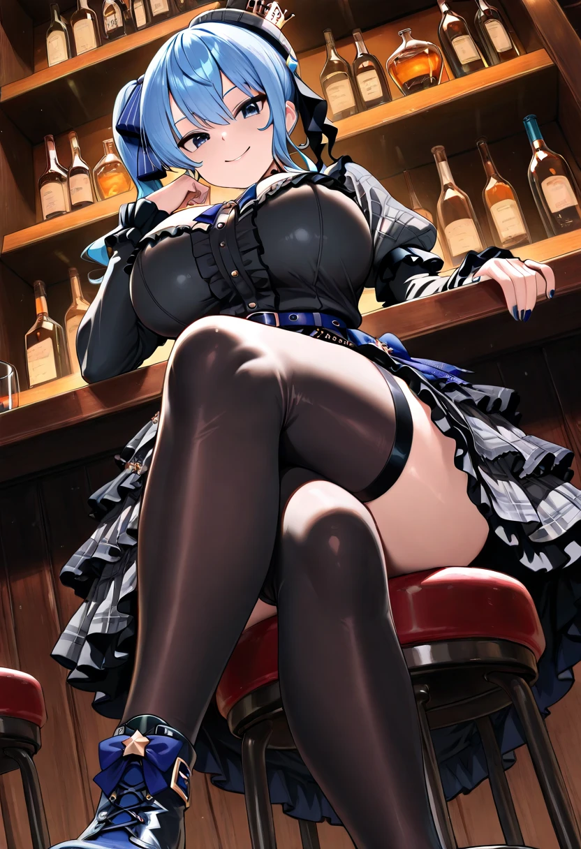 Rem from Re:Zero、light blue hair、short hair、table top、High resolution、many girls multiple girls、large crowd、lots of cute girls、big and full breasts、naughty body、See-through、throw、、whole body、Are standing、Look up at me、confused face、blush、embarrassing、Excited、white breath、black pantyhose、female shape'Private parts are clearly visible、I can see your nipples、BAR、bar counter、Many people々々々々、in the crowd、bare chest、show your chest、Upper grade、A lot of milk comes out from the nipples、Breast milk gushes from the nipple、Bunny girl、gossiper、rabbit ears、Leotard figure、Bangs that cover one eye、pink hairpin、sit on the bed、black high heels、open your legs、open thighs、emphasize the chest、chest to chest、night viewが見える部屋、night view、