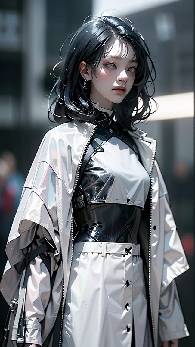photorealistic, masterpiece, photorealistic, high resolution, hinata huyga, soft light, waist up, blue eyes, black hair with perfect bang, long hair, color leather vest with gears, techwear, jetpack, workshop in background, machines, gears, steam, industry, technology, furnace, grime, anvil, buttons, levers, automaton, electricity, electric sparks epic atmosphere