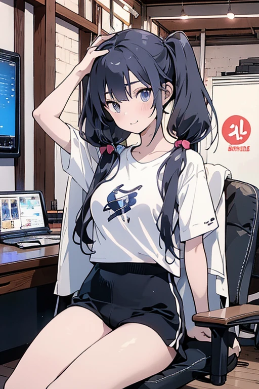masterpiece, best quality, highly detailed, Young Pretty Gravure Idol, downblouse, loose t-shirt, thin line drawing