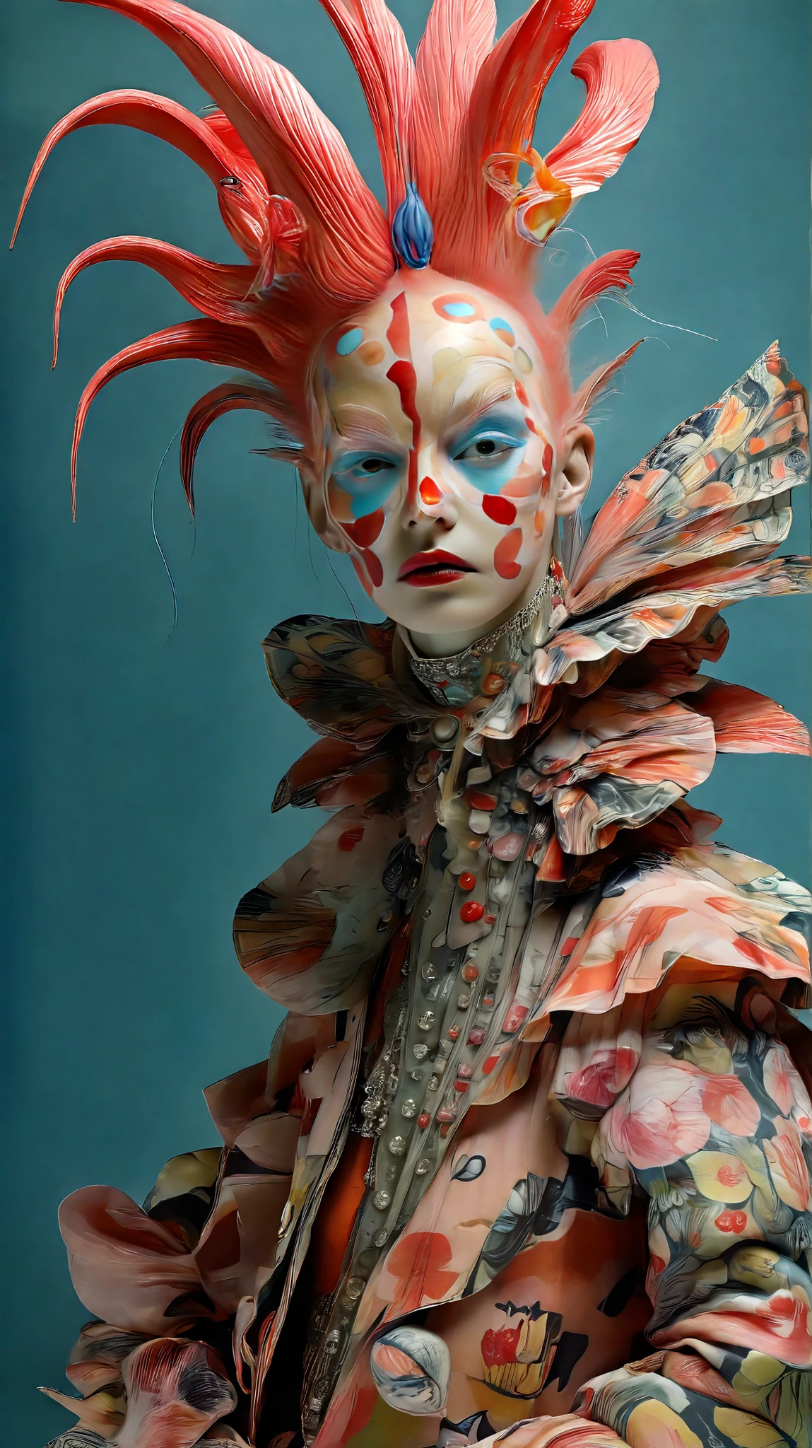 Tim Walker inspired, fashion photography, whimsical settings, surreal elements, creative storytelling, vibrant colors, (detailed face:1.05), hyperrealistic, Photorealistic