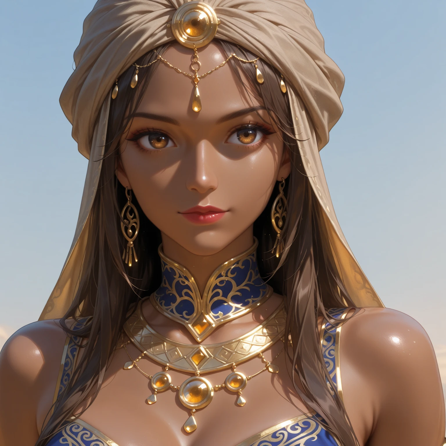 score_9, score_8_up, score_7_up, score_6_up, 1girl, solo, jewelry, rating: safe, brown_eyes, black_hair, lips, makeup, armlet, breasts, egyptian, egyptian_clothes, dark_skin, nose, earrings, gold, lipstick, cleavage, realistic, looking_at_viewer, medium_breasts, piercing, gyaru, blunt_bangs, bangs, bob_cut, long_fangs, (from_above:1.3), downblouse, dark, silk, black_robe, moonlight, temple, night, moon, (in_heat:1.3)