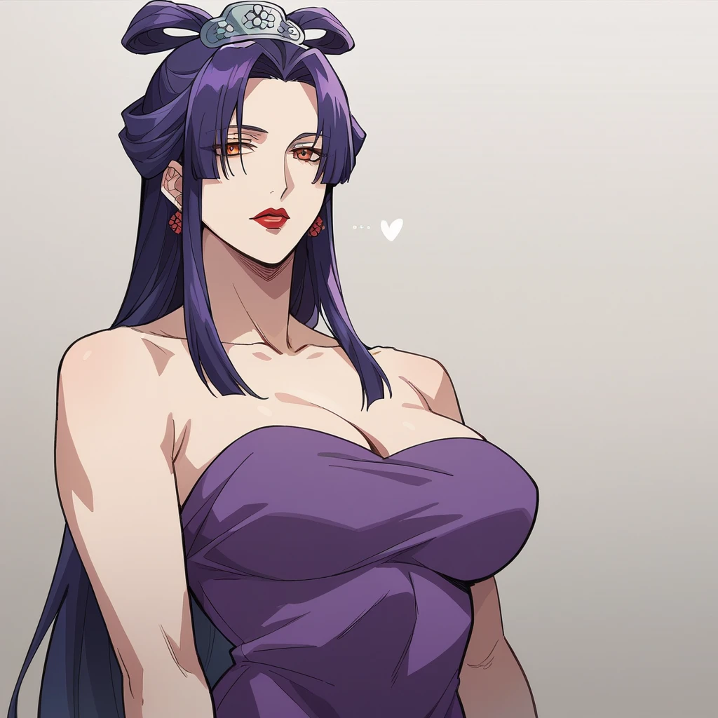 seilah, seilah, long hair, horns, purple hair, facial mark, forehead mark, (purple eyes:1.1), headband, BREAK cleavage, japanese clothes, horns, choker, wide sleeves, kimono, sash, tattoos, BREAK cowboy shot, looking at viewer, BREAK outdoors, BREAK (masterpiece:1.2), best quality, high resolution, unity 8k wallpaper, (illustration:0.8), (beautiful detailed eyes:1.6), extremely detailed face, perfect lighting, extremely detailed CG, big breasts, upper body,
