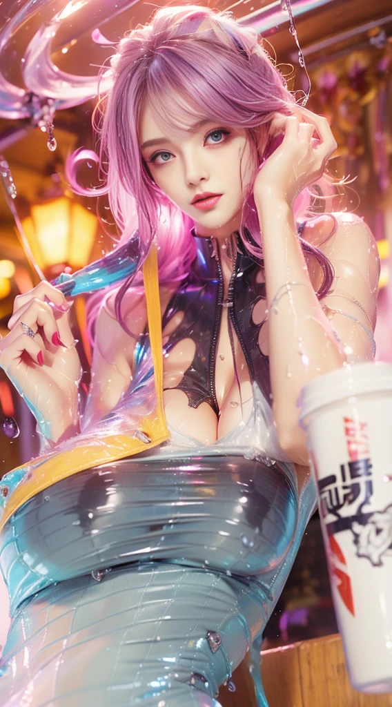 (((小of ,Small of body,))),(((16 years old))),((extremely Cute and beautiful Liquid paint hair haired girl)),A sharp and sharp gaze,Are thin,Slim full body style,No underwear,Small breasts,Flat Chest,Narrow eyes,(((flat chest))),Sagging of breasts,short hair,(((paint splatter:1.3,Shiny hair: 1.3,Vibrant Colored Hair))),((heterochromia,Eyes 1 purple,Eyes 2 pink,Upturned eyes:1.3,Perfection of eyes,Beautiful and delicate eyes,Rainbow glow Super detailed of deep pink and purple eyes:1.1,Gradient eye:1,Delicate beauty of eyes:1,Symmetry of eyes:1,There is a big bright spot on the eye:1.2)),((胖of)),(((Glossy skin:1.5,Brightening of skin: 1.5,The skin is tanned,skin shiny,exaggerated skin shiny))),(Delicate and fine fingers,Details of body,Details of weapons,Hand of),Cute,Debauchery,Tempting of,of,(((NSFW))),Exposing of clothes,show skin,(Wear a neon themed outfit:1.3,Micro clothes,小of clothing,Fluorescent and neon lights clothing,Revel fashion,micro crop top,Miniature skirt,Visible thong straps,AccessoriesLED,Details of clothing),(dynamic poses:1.0),focus only,embarrassment of,Scale to fit dimensions,rule of thirds,Outdoor activities,((night view)),(Cyberpunk night street background:1.5,Dark of the sky,Thick of clouds),((neon lights)),(cyberpunk style,neon lights, Lonely of the Street),In a radically erotic love hotel room,(Best of quality),(high resolution),(Sharp of focus),(Super detailed),(Very detailed),(Extremely high quality of artwork),32k_wallpaper,(Very detailed CG 32k),((hyper super Super detailed perfect piece)),flawless,(((masterpiece))),Photo quality,High-class prostitute,Stimulating pale pink underwear,The underwear is thin and stringy,Beautiful nipples,Complet
