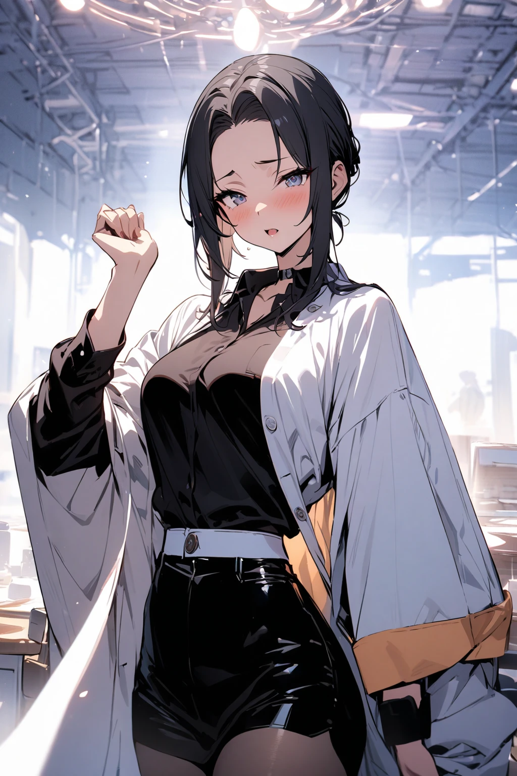 masterpiece , modern, Verism, masterpiece, super detail, best quality, 4K ,((Adult face)), woman,Wearing a white coat,Mature woman
