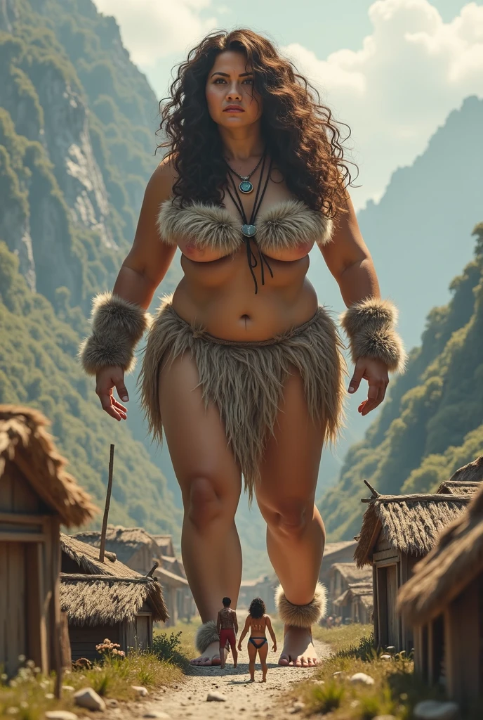 pregnant chubby barbarian woman  victory pose   underwear
