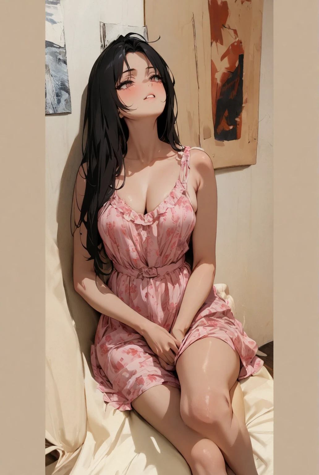 Dark-haired anime girl in pink swimsuit and corset, , corpo bonito, seios grandes, com as hands on chest, hands on chest, Garota sensual, purple cabelo, mechas de cabelo laterais, mechas de cabelo na lateral do rosto, beautiful lighting, sombras suaves, olhos azuis, pernas bonitas, cabelo curto, estilo anime, personagem Akane Tendo, Autora Rumiko Takahashi, Baseado em obra de Rumiko Takahashi, Anime Ranma 1/ 2, decote sensual, quadril robusto, corpo inteiro, corpo inteiro, busto grande, garota jovem com corpo belo e bonito, sandals on his feet, garota 16 anos usando maiô e corset pink, garota anime, estilo anime, beautiful feet in sandals, 45° viewing angle, ao ar livre, peito grande, seios bonitos, cabelo preto, sandals on the feet, pernas bonitas, sensual, belas pernas, Sandalias, seios grandes, corpo completo, corpo inteiro, feet with sandals, anime realista, saia, sarja roxa, personagem realista sensual, postura reta, ao ar livre