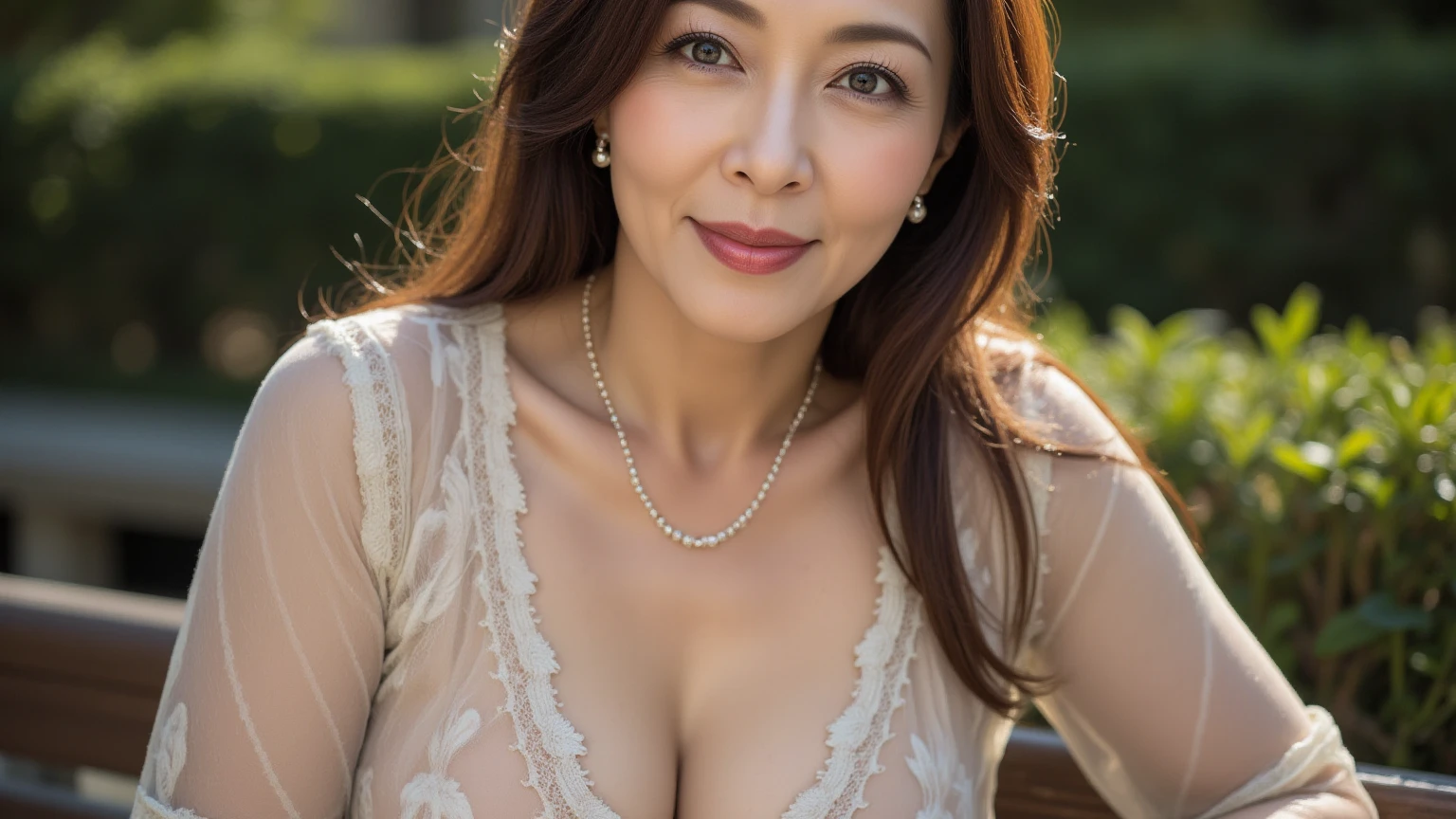 NSFW, ((highest quality)), ((8K)), ((masterpiece:1.3)), (be familiar with), perfect face, no underwear, hairy pussy, ((japanese woman)), (Married woman), ((47 years old)), (( giant big big sagging breasts:1.4 )), large hips, slim waist (((Layering petticoat dress and underwear))), ((Silk petticoat dress)), (Transparent white pericoat dress:1.05), (white bra:1), (2 sets of shoulder straps), (Bunty), (wrinkles on the face:1.2), ((wrinkles at the corners of the eyes)), A slightly gloomy look, (lips slightly open), (Look diagonally forward to the left:1.3), (Long wavy hair), double upper eyelid, (whole body), standing posture, barefoot, arms up begind head, stretching