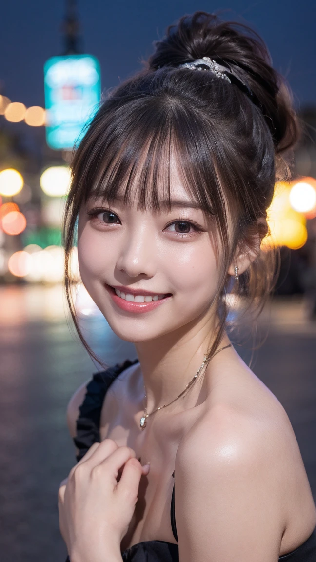 (Skin wounds:1.2), (Skin Dentition), black eye, 1woman, Age 25, (((woman))), alone, Realistic, Highest quality, photoRealistic, masterpiece, 8k, High resolution, alone, cute、Ruthlessly detailed face, (Professional Lighting, Bokeh), (Particles of light, Lens flare, Glowing particles:0.6), nice, Are standing, Maintain the original face proportions,whole body, (Medium Hair), Brown Hair, Floating Hair, lips, lipstick, seductive smile, Floating Hair, smile, Open_mouth, teeth, eyelash, Mole, (Mole under eye:1)、Sally