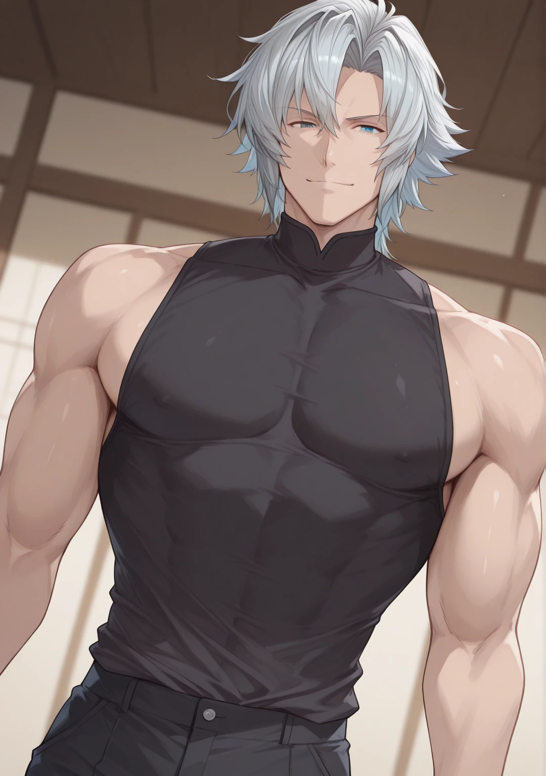Masterpiece,Highest quality,8k,Handsome,good looking,White Tiger,Muscular,Huge muscles,White Tiger,teenager face,Child,Little,