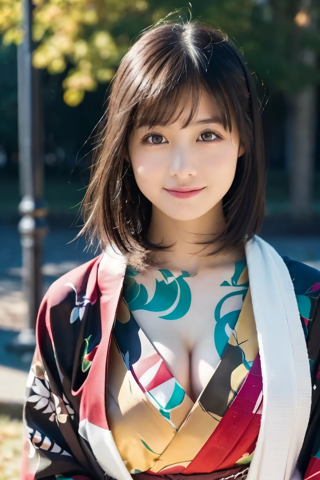 (Realistic, photo-Realistic:1.37), (masterpiece), (Highest quality:1.4), (Ultra-high resolution:1.2),(RAW Photos:1.2), (Sharp focus:1.3), (Face Focus:1.4), Vivid details, hyper Realistic, elegant, Professional attire, In detail, Portraiture, BREAK Japanese Idol, (Smile), (whole), (Huge breasts), Raise the hand, short hair,