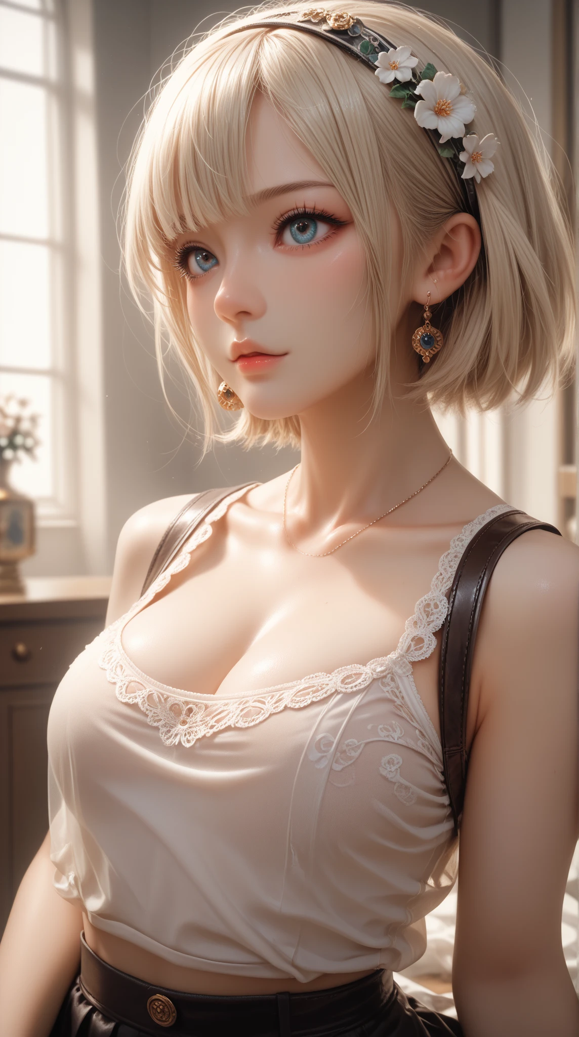 (((Perfect body,White and tender skin,(((BLACK KIMONO, CLEAVAGE, VAMBRACES,))),(((Samui, Blue eyes, blonde hair, short hair, bangs, blunt bangs,))),((masterpiece)),high resolution, ((Best quality at best)),masterpiece,quality,Best quality,((( Exquisite facial features,Looking at the audience,There is light in the eyes,Poker face))),))),(((Light and shadow,Huge breasts,))),(((Looking at the camera,black background,)))),