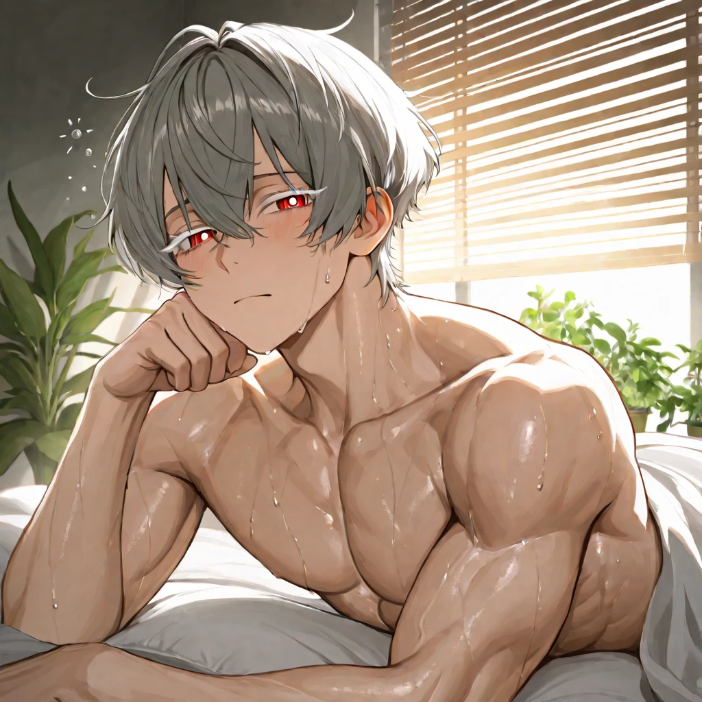4K,8K,24-year-old boy, intellectual,Warm skin, gray eyes, adult-like face, head portrait,short hair, silver hair、face focus, adult,Lower body is naked, Falling off,exposed,a lot of sweat, highest quality, facial details/joy,Feels good,NSFW,masturbate,orgasm,ecstasy,Ahegao,blush,buttocks,thighs,Overflowing semen,intense,gay,homo,delicate,youth,Lewd,bold composition,precise depiction,NFSW,R-18,intense,shame,a large amount of mucus,Man and man,tatami,cruelty,Wet,penis,Give a