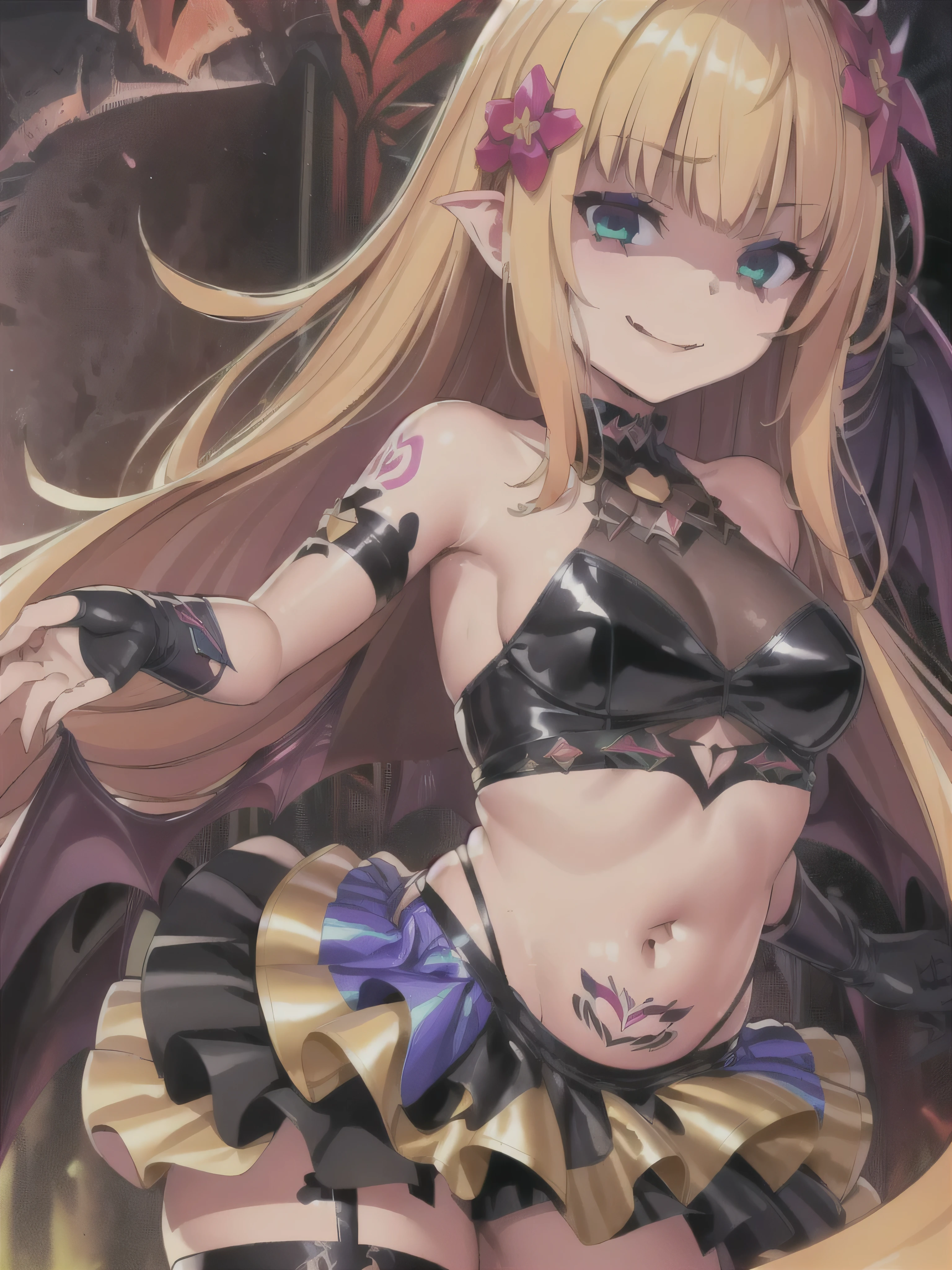 One blonde girl、red eyes、succubus、A sexy