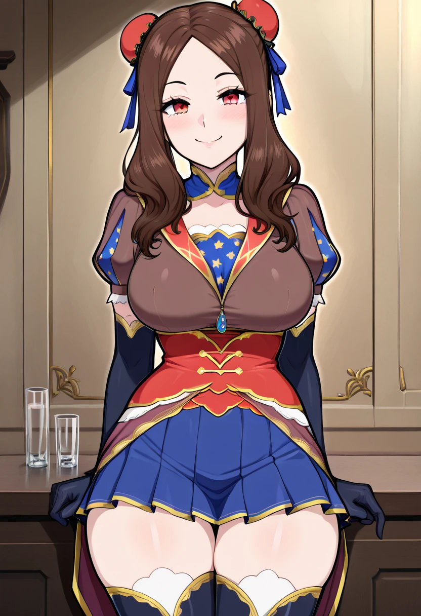 An anime-style artwork depicting ruan mei from the game Honkai star rail.
Tags: ruan mei, anime, detailed eyes, detailed lips, crop top, turtleneck, pencil skirt, smiling expression, intense gaze, glowing emblem on hand, dynamic pose, mystical background, vibrant colors, digital art, high-resolution, professional quality, gigantic breasts, (underboob : 1.1), curvy, cowboy shot, (gigantic breasts: 1.4), green eyes, (light brown hair)