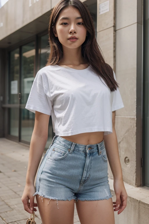 mujer a caballo con blusa blanca y short de jean