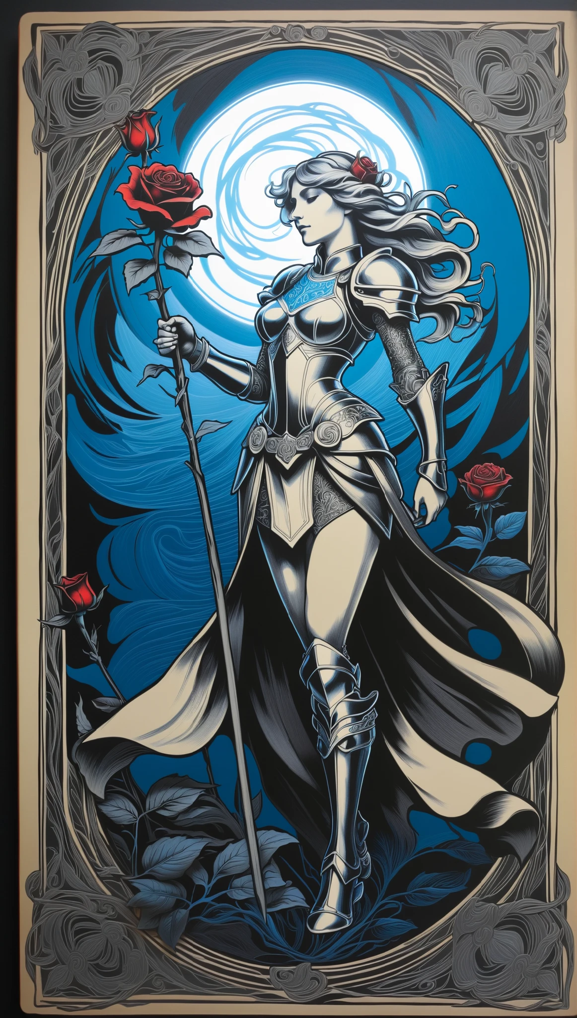 lady justice, blind folded, sword, made from marble, pro vector, anime style, fantasy, full design, 6 colors only, solid colors, no shadows, full design, sticker, bright colors, white background, in the style of Masamune Shirow, black, red and purple, victorian, lingerie.