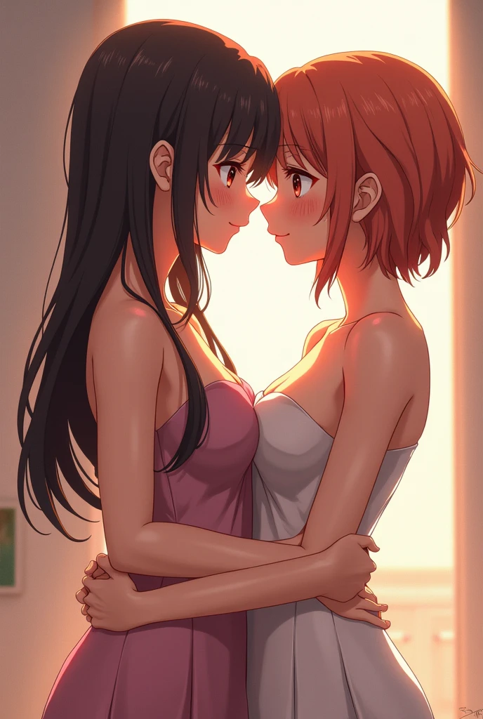 anime girl with very big boobs without clothes having oral sex with an anime boy