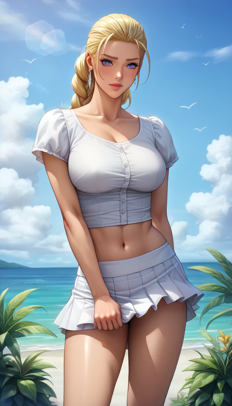 (masterpiece), (best quality), 1girl, (perfect face:1.2), (beautiful face:1.2), platinum blonde hair, happy, light smile, looking at viewer, pose,
Best Picture, Masterpiece, 4K, High Quality, One cool, mature woman.woman is on all fours in a grassy meadow. A large dog is holding her back. Silk underwear. A complete body. Perfect hands and legs. Beautiful body, beautiful legs. Beautiful hands. Perfect body, perfect legs. Perfect hands. Cowboy shot
Woman's sweaty, wet, scantily clad, visible breasts and erect nipples. Sweat is soaking through.
The woman blushes and smiles mischievously.
One cool, mature woman and one big dog. Tank top, hot pants.
(A very short skirt).