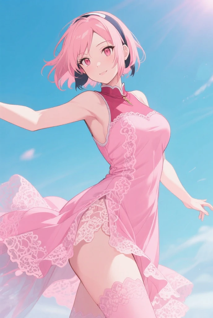 opening legs,Bunny ears,No underwear, the feet,is shy,sitted, Feet,Exposed genitals,clear liquid,Bigchest,transparent panty,soaking wet,A pink-haired,Hold your thighs from behind with your hands,Emotive expressions,Ambiguous,taunt,on cheongsam,Unoccluded,There is no lower limit,ass to camera