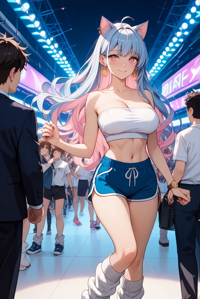 School swimsuit 3girls, cyber world, hologram, School swimsuit, cyber world, Hologram, SF, gleaming, glamourous, glossy skin