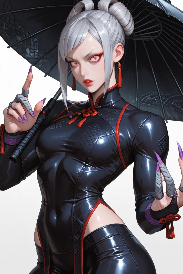 A closeup of a woman and some other poses, concept art, character content art,1girl, highres, sharp focus, pixiv masterpiece, ((intricate details)), highly detailed,highly detailed exquisite fanart, commission for high resolution, one eye, detailed eyes, pale skin, fair skin, short hair, black hair, cat eyes, eyes with cat pupil, muscular!, abdomen, pointy ear, vampire, costume: mercenary outfit, long coat, gothic style clothing, Underworld style clothing, neckline, revealing neckline, joy ride style, ilya kuvshinov,Anime Moe Artstyle, Female anime character, Anime character,