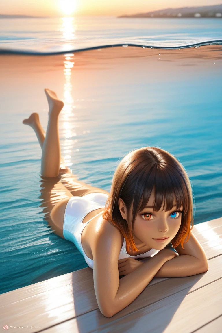 ((Please make sure there are no other people in the image)), ((Please make sure there are only one woman in the image)), ((masterpiece)), ((best quality)), ((one woman only)), ((1 woman only)), ((full body image)), (more background), very huge breasts, dark skin, hair, Happy smile, realistic and detailed hands, realistic and detailed face, realistic and detailed tooth, realistic and detailed foots, realistic and detailed face, lake background, sunglasses, yellow tank tops, red bikini panties, floating in the water, slender, slender body, wet skin, glossy skin