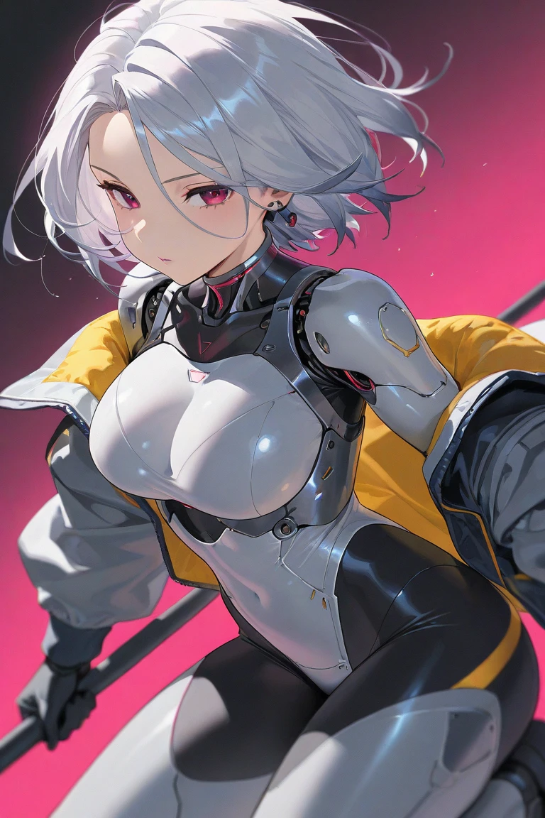 (HD, Sharp, Fractal), Single Woman, Super Glossy Skin, Magical Girl, 25 years old,Big, Orange and Black Rubber Suit Costume