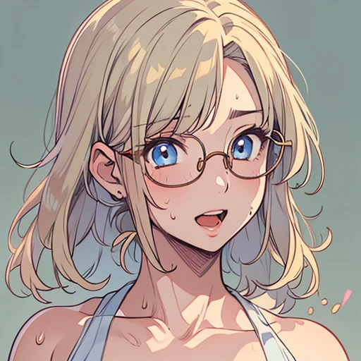 top-quality、Top image quality、in 8K,4K,masterpiece、(NSFW:1.1)、ultra-detailliert、Beautiful、ultra-quality、cute little、girl with(((18year old、Sportsbra:1.4、spats:1.3、Bust 92、a blond、Short ponytail、Blue eyes、eye glass、cleavage of the breast、Skin shining with sweat、erotick:1.4、Happiness、、Ear-piercing)))、Reflecting the whole body:1.5、hiquality、visualart、Background with((a park:1.2))、masutepiece