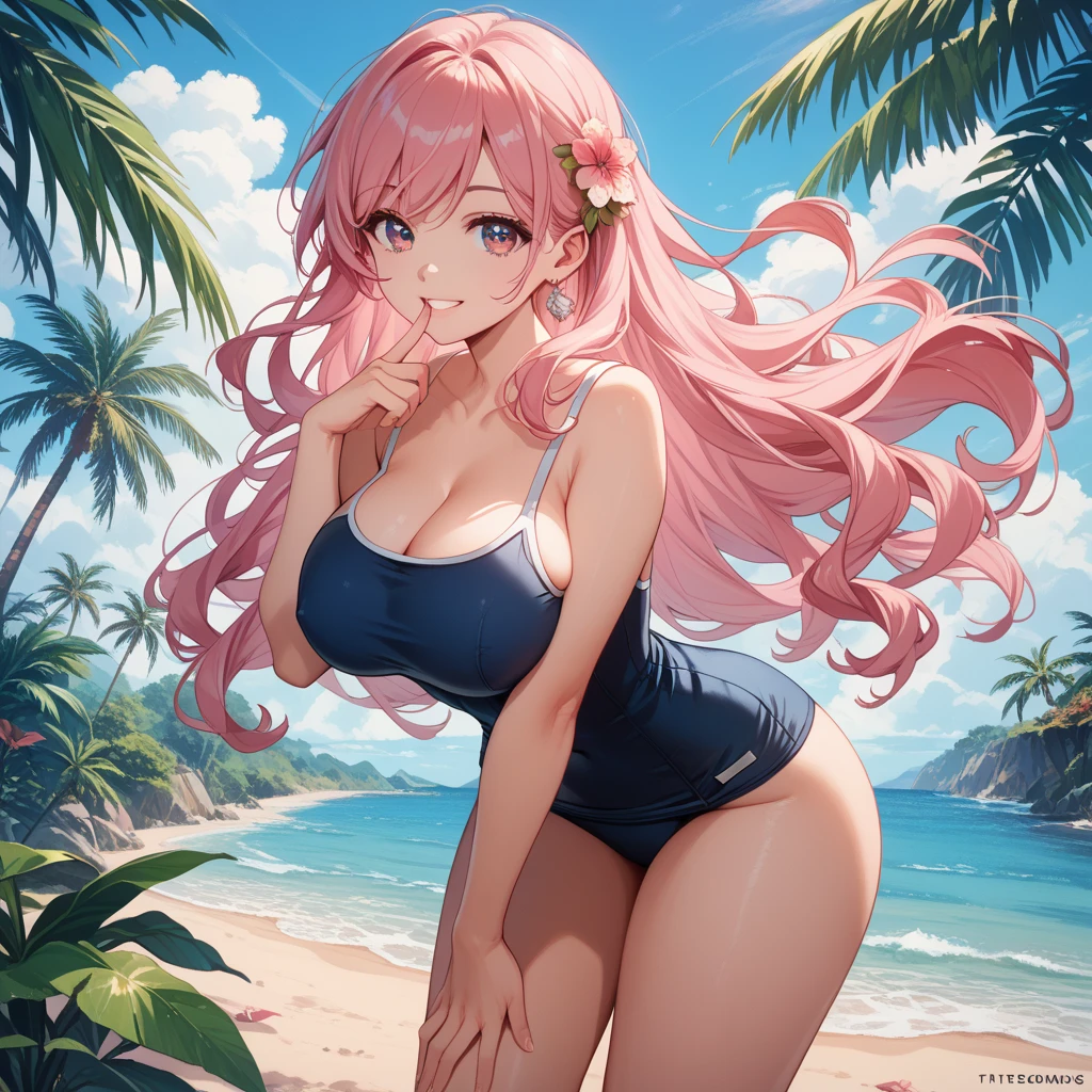A girl in a crystal ball, magic, Mysterious, masterpiece, highest quality, beautiful, cute, Rear view, (hot girl), ((masterpiece)),((highest quality)),((ultra-be familiar with)),((High resolution)),((extremely be familiar with CG)),((unity 8K wallpaper)), ((8K)),((caustics)),((textile shading)),((super be familiar with skin)), ((perfect anatomy)),((be familiar with)), A stunning woman with long, Her wavy pink hair can be seen soaking wet on the beach. She is wearing a see-through bikini、transparent bikini、Sheer white bikini、transparent bikini、Has a confident and seductive look。. The background is a beautiful blue ocean with palm trees and a clear blue sky. The image is super High resolution and super high quality, with more be familiar with and realistic features, including more be familiar with shadows and higher CG. girl touching herself,