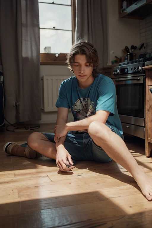 Small 7 year white male  playing with toy cars 1960 style