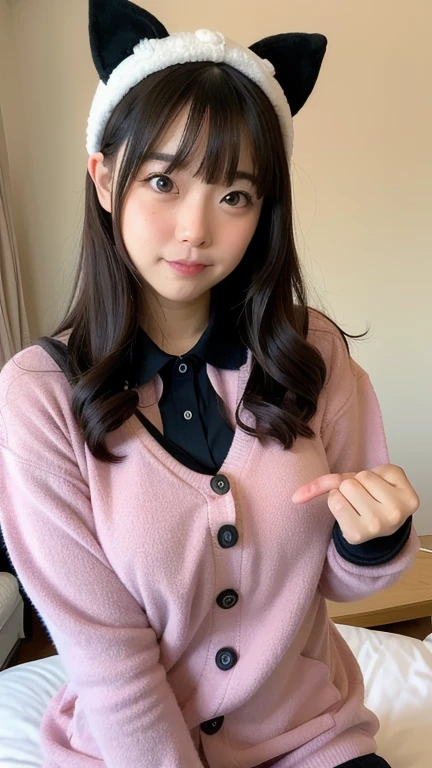 Highest quality,japanese,looking smartphone,girl,smile,messy room,chest pull up,
self_shot
