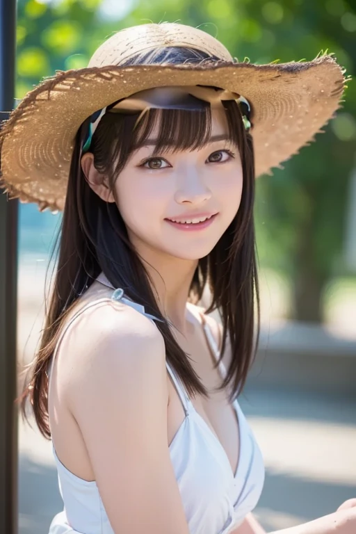 Alafe woman in yellow dress and straw hat on the beach, deayami kojima, with straw hat, Ayami Kojima Amano, Ai Yazawa, Young Pretty Gravure Idol, Ayaka, chiho, Shiori Teshirogi, Aoi Ogata, Chiho Aoshima, Young Gravure Idol, hanekawa tsubasa