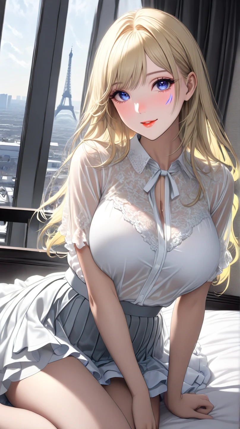((Biologically correct limb count))、((Full Body Shot, Full-body photo including face、Head to toe photos))、4K、(masterpiece:1.3)、((Symmetrical facial features))、Eyes of meticulous depiction、beautiful 、Excellent style、((skirt、The neckline is a lace embroidered sheer shirt.、High heels with anklets))、Detailed Description、shopping、Married Woman、sex appeal、Alluring、Handbags、Earrings、necklace、profile、Upper body close-up、Looking up、Blonde、(male:-0.5),(multiple:-0.5)