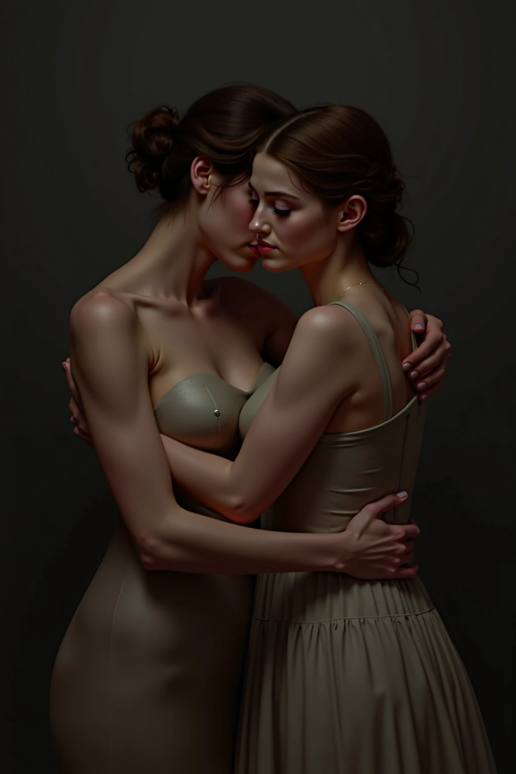An oil drawing of lesbians having sex