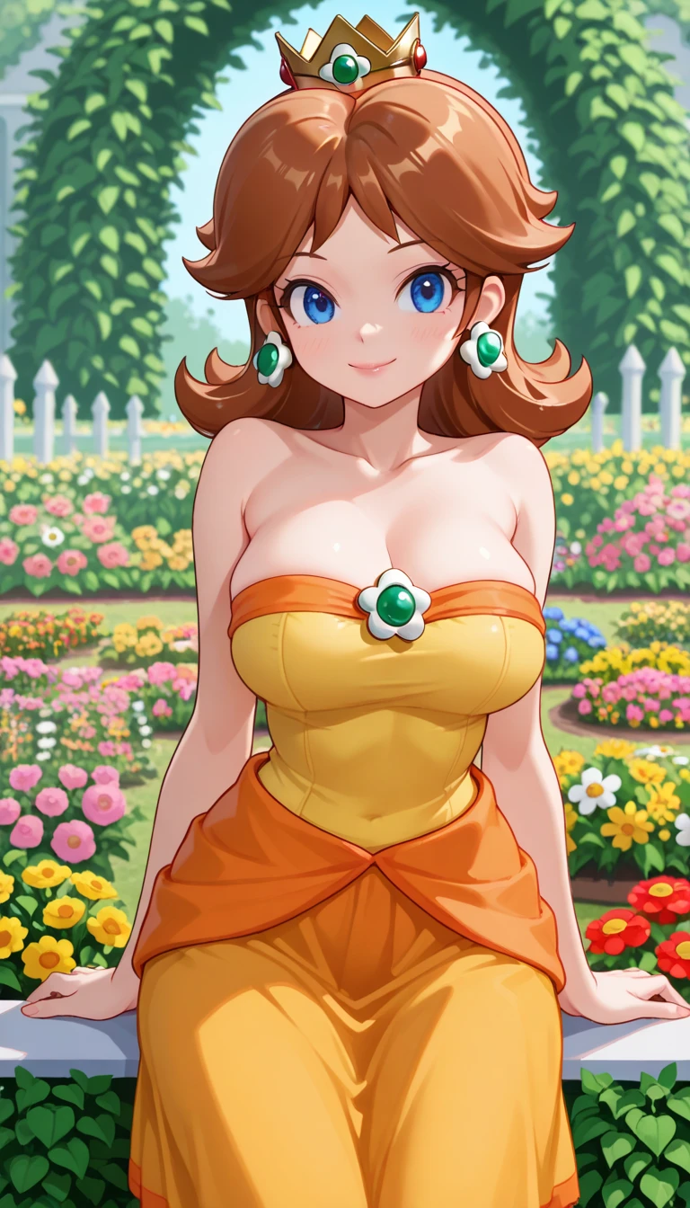 Hassaku, Meina portrait, sharp focus, soft lighting, illustration, garden, depth of field, camille1, 1girl, solo, red hair, blue eyes, earrings, necklace, ponytail, tiara, large breasts, pink lips,nsfw , completely nude, <lora:asanagi:0.35> <lora:camille1-000003:0.75>