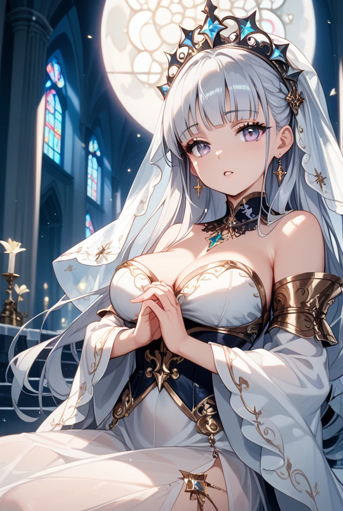 Highest quality, masterpiece, Ultra-high resolution, female、Big Breasts、Beauty、spirit、White skin、holy aura、Light clothing